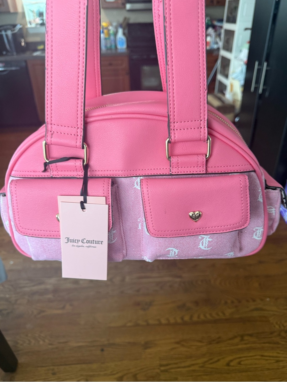 Juicy Couture Bubblegum Pink Dome Shoulder Bag with Front Pockets